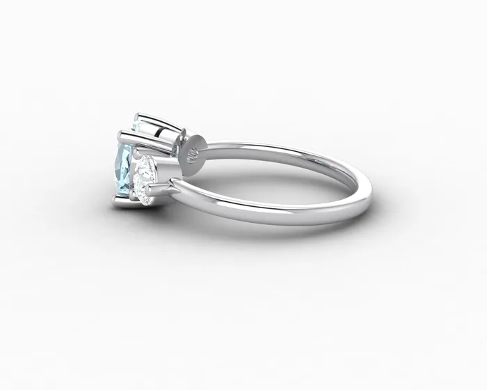 Rings Sapheena Jewelry Orion Three Stone 15ct Cushion Cut Natural Aquamarine Engagement Ring