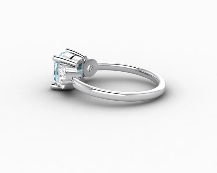 Rings Sapheena Jewelry Orion Three Stone 15ct Cushion Cut Natural Aquamarine Engagement Ring