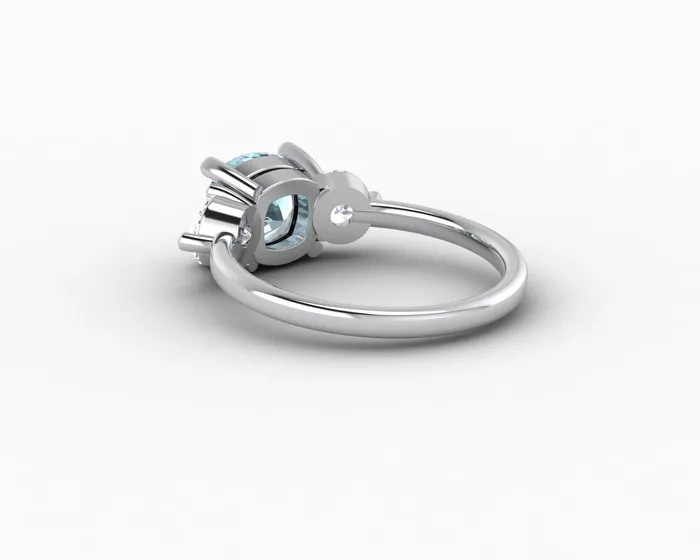 Rings Sapheena Jewelry Orion Three Stone 15ct Cushion Cut Natural Aquamarine Engagement Ring