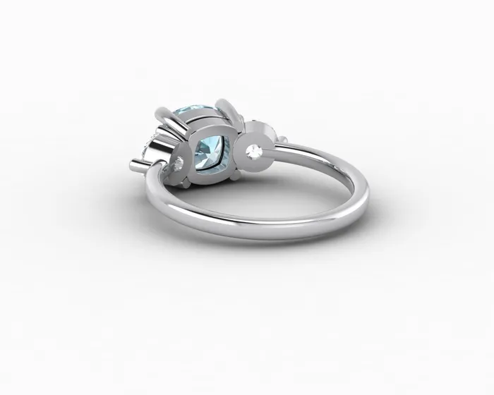 Rings Sapheena Jewelry Orion Three Stone 15ct Cushion Cut Natural Aquamarine Engagement Ring