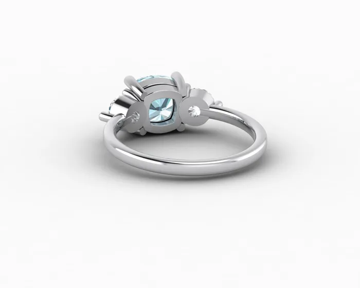 Rings Sapheena Jewelry Orion Three Stone 15ct Cushion Cut Natural Aquamarine Engagement Ring