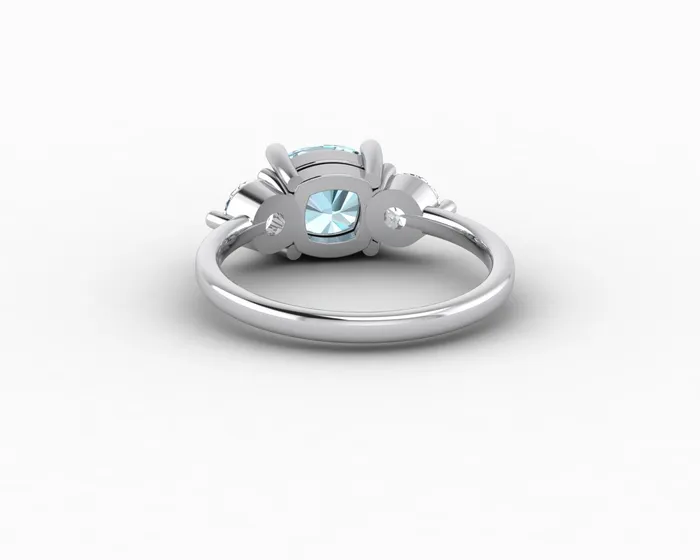Rings Sapheena Jewelry Orion Three Stone 15ct Cushion Cut Natural Aquamarine Engagement Ring