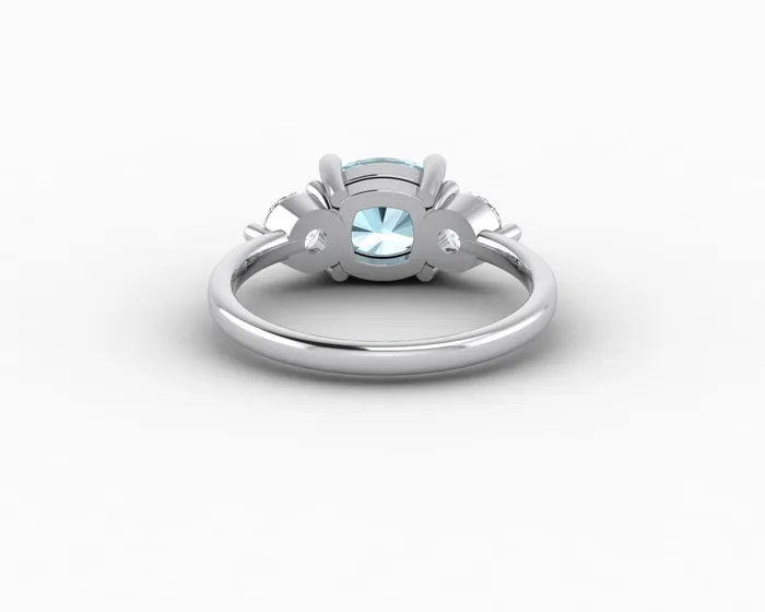 Rings Sapheena Jewelry Orion Three Stone 15ct Cushion Cut Natural Aquamarine Engagement Ring
