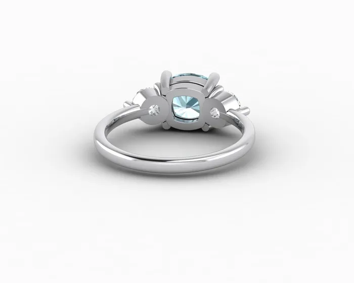 Rings Sapheena Jewelry Orion Three Stone 15ct Cushion Cut Natural Aquamarine Engagement Ring
