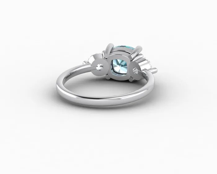 Rings Sapheena Jewelry Orion Three Stone 15ct Cushion Cut Natural Aquamarine Engagement Ring