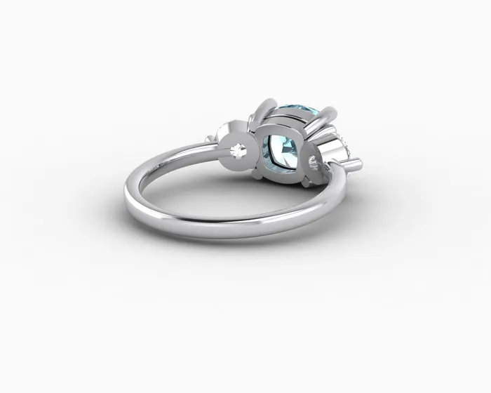Rings Sapheena Jewelry Orion Three Stone 15ct Cushion Cut Natural Aquamarine Engagement Ring