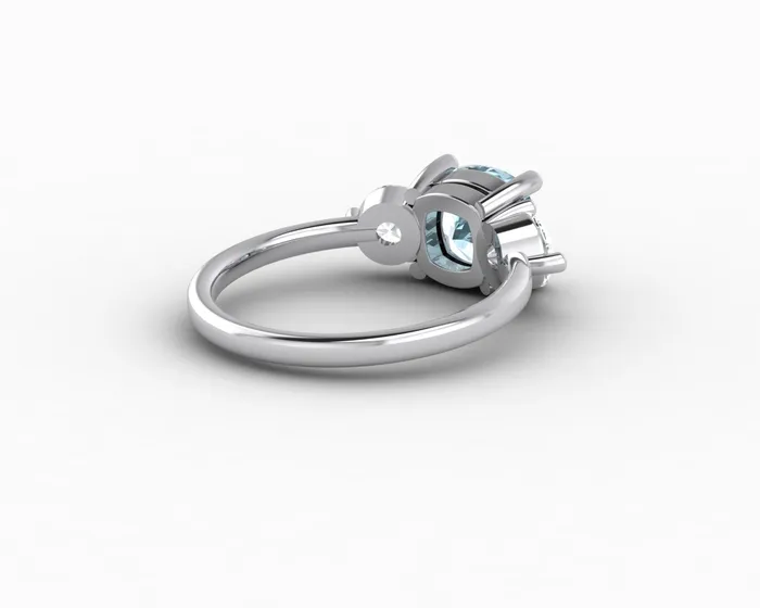 Rings Sapheena Jewelry Orion Three Stone 15ct Cushion Cut Natural Aquamarine Engagement Ring
