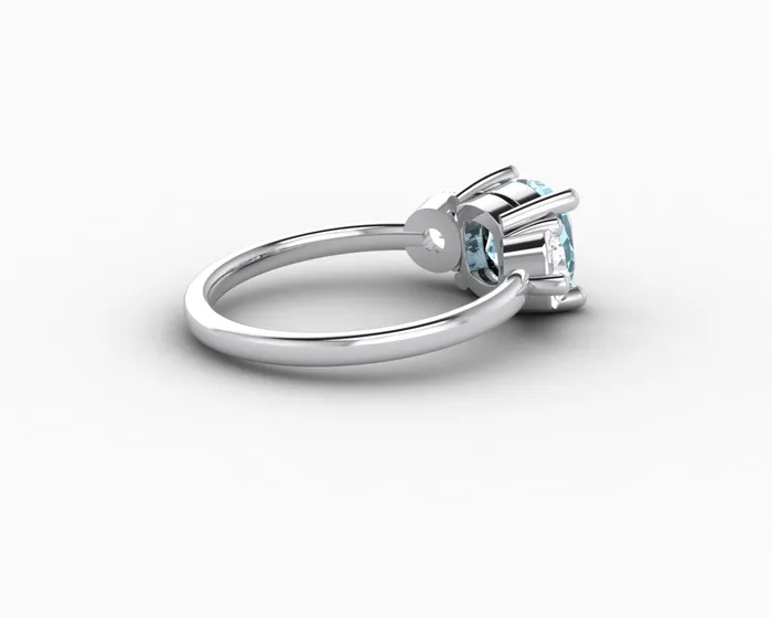 Rings Sapheena Jewelry Orion Three Stone 15ct Cushion Cut Natural Aquamarine Engagement Ring