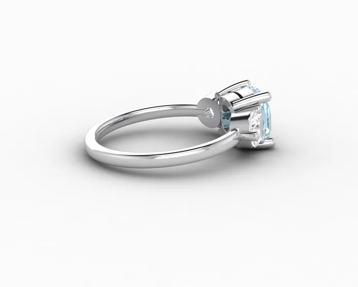 Rings Sapheena Jewelry Orion Three Stone 15ct Cushion Cut Natural Aquamarine Engagement Ring
