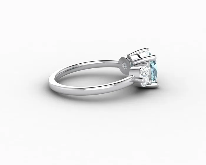 Rings Sapheena Jewelry Orion Three Stone 15ct Cushion Cut Natural Aquamarine Engagement Ring