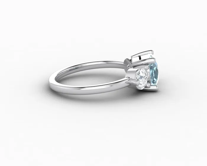 Rings Sapheena Jewelry Orion Three Stone 15ct Cushion Cut Natural Aquamarine Engagement Ring