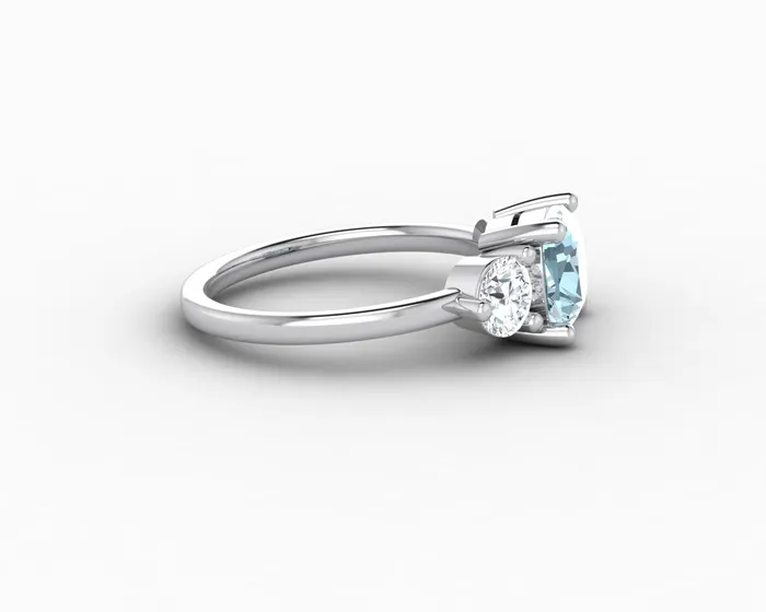 Rings Sapheena Jewelry Orion Three Stone 15ct Cushion Cut Natural Aquamarine Engagement Ring