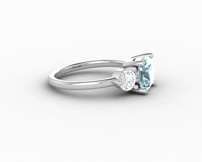 Rings Sapheena Jewelry Orion Three Stone 15ct Cushion Cut Natural Aquamarine Engagement Ring