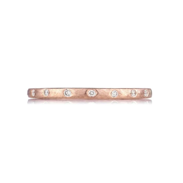 Rings Sethi Couture Narrow Engraved Brushed Diamond Band