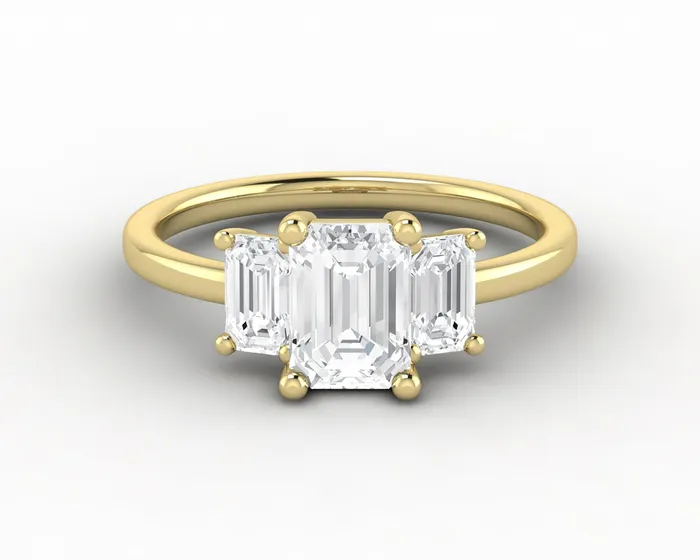 Sapheena Jewelry Orion Three Stone 10 Ct Emerald Cut Engagement Ring Rings