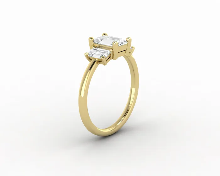 Sapheena Jewelry Orion Three Stone 10 Ct Emerald Cut Engagement Ring Rings