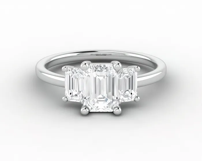 Sapheena Jewelry Orion Three Stone 10 Ct Emerald Cut Engagement Ring Rings