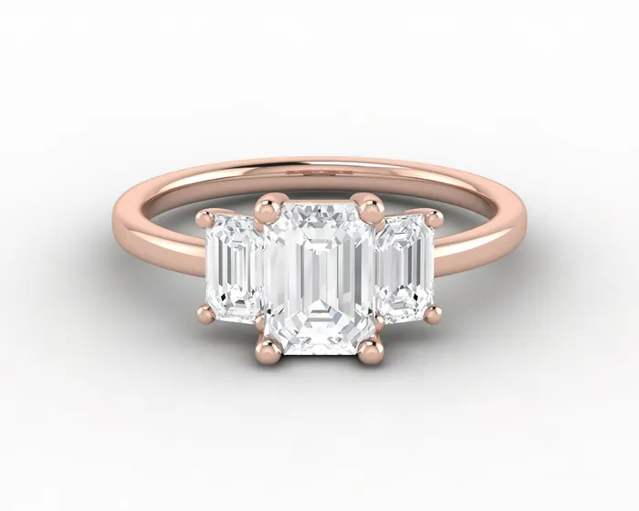 Sapheena Jewelry Orion Three Stone 10 Ct Emerald Cut Engagement Ring Rings