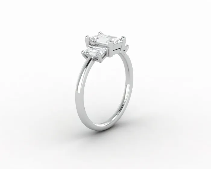 Sapheena Jewelry Orion Three Stone 10 Ct Emerald Cut Engagement Ring Rings