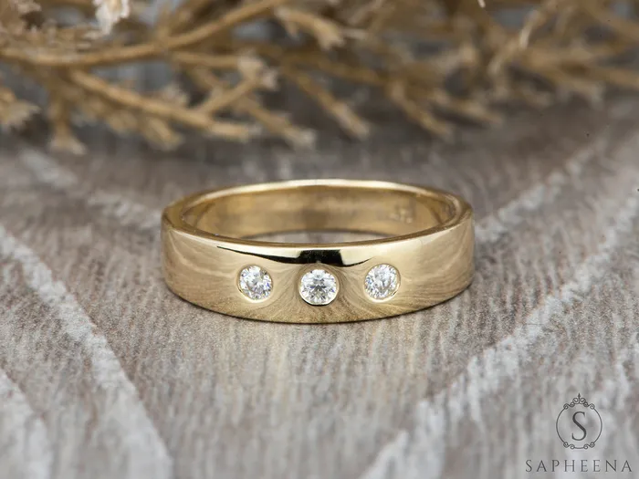 Sapheena Jewelry Prespa Mens 4mm Wedding Band Rings