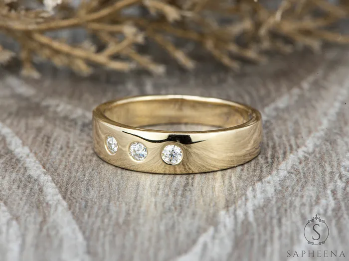 Sapheena Jewelry Prespa Mens 4mm Wedding Band Rings