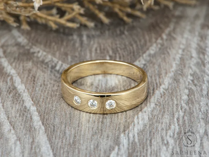 Sapheena Jewelry Prespa Mens 4mm Wedding Band Rings