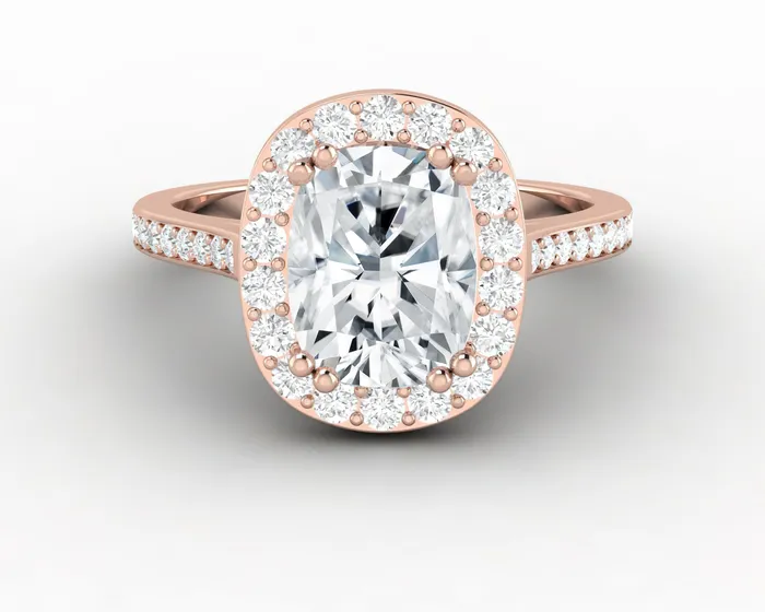 Sapheena Jewelry Rings Aureola 225 Ct Elongated Cushion Cut Halo Engagement Ring with Side Stones Sapheena Jewelry Rings Aureola 225 Ct Elongated Cushion Cut Halo Engagement Ring with Side Stones
