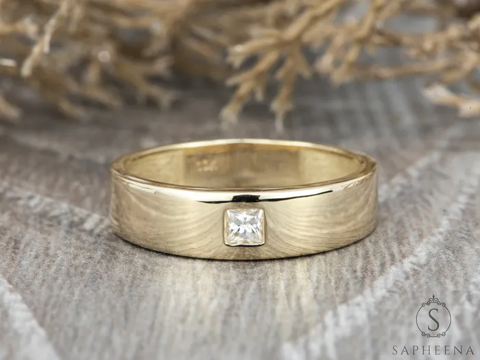 Sapheena Jewelry Rings Darius Mens Princess Cut Wedding Ring