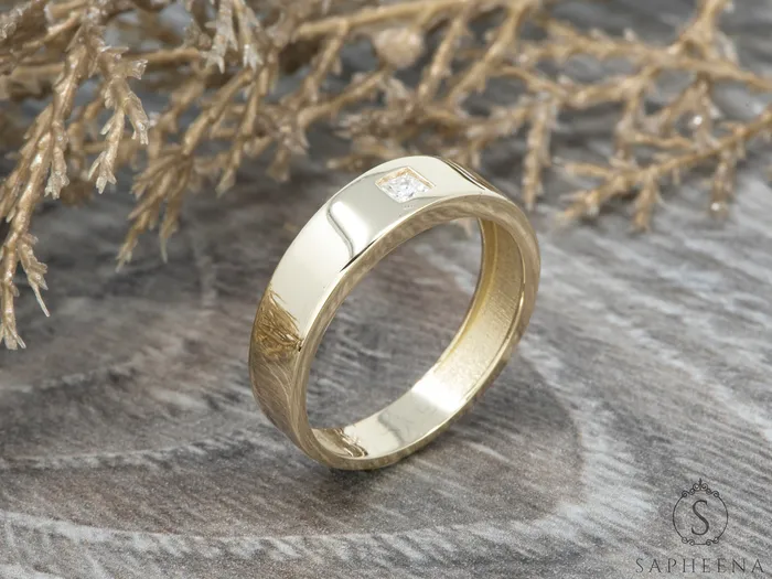 Sapheena Jewelry Rings Darius Mens Princess Cut Wedding Ring