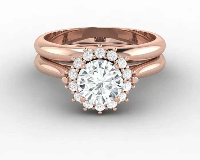 Sapheena Jewelry Rings Maia 10 Ct Round Cut Halo Bridal Set