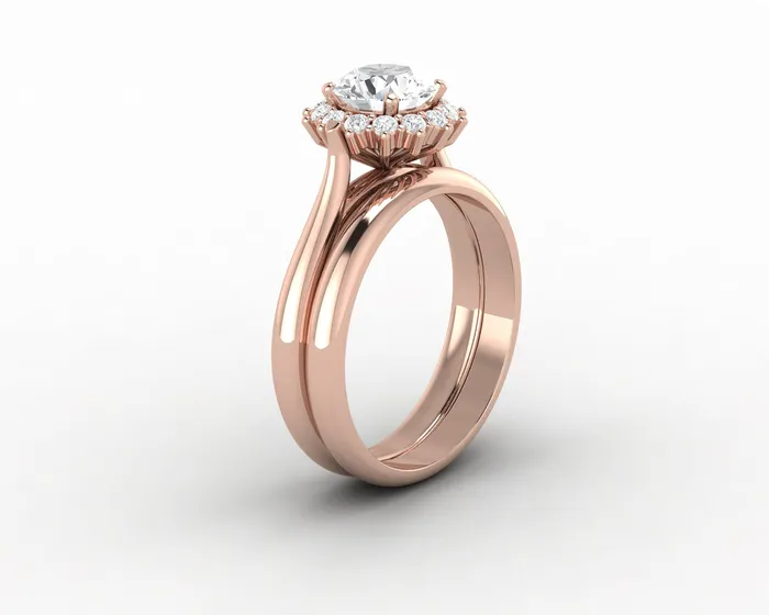 Sapheena Jewelry Rings Maia 10 Ct Round Cut Halo Bridal Set