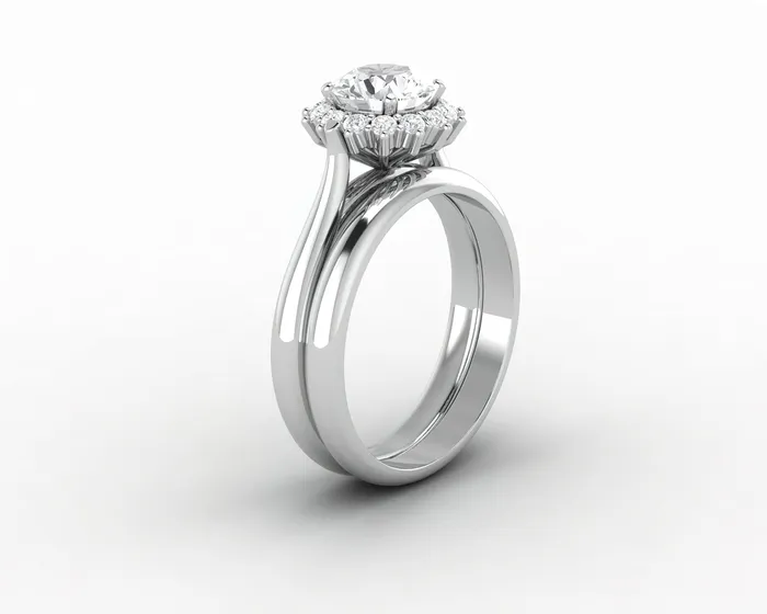 Sapheena Jewelry Rings Maia 10 Ct Round Cut Halo Bridal Set