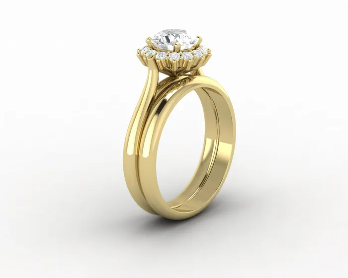 Sapheena Jewelry Rings Maia 10 Ct Round Cut Halo Bridal Set