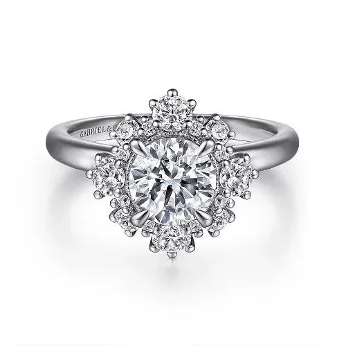 Saralynn 14K White Gold Bursting Halo Round Diamond Engagement Ring Setting Only GABRIEL CO Rings Saralynn 14K White Gold Bursting Halo Round Diamond Engagement Ring Setting Only GABRIEL CO Rings