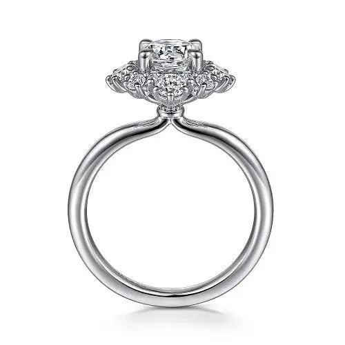 Saralynn 14K White Gold Bursting Halo Round Diamond Engagement Ring Setting Only GABRIEL CO Rings Saralynn 14K White Gold Bursting Halo Round Diamond Engagement Ring Setting Only GABRIEL CO Rings