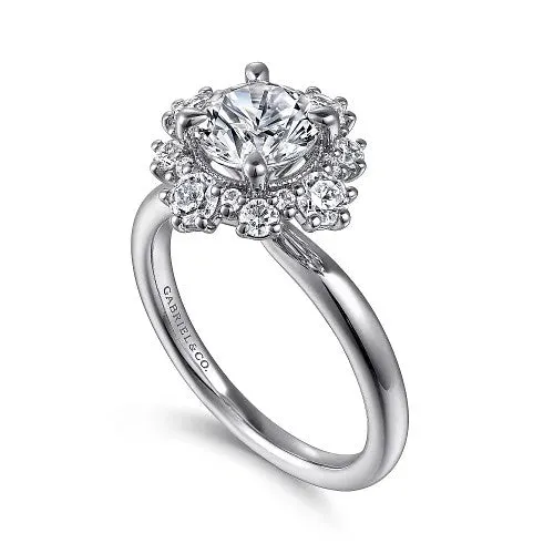 Saralynn 14K White Gold Bursting Halo Round Diamond Engagement Ring Setting Only GABRIEL CO Rings Saralynn 14K White Gold Bursting Halo Round Diamond Engagement Ring Setting Only GABRIEL CO Rings