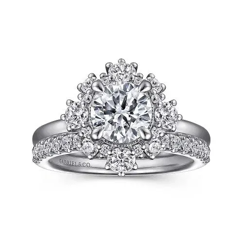 Saralynn 14K White Gold Bursting Halo Round Diamond Engagement Ring Setting Only GABRIEL CO Rings Saralynn 14K White Gold Bursting Halo Round Diamond Engagement Ring Setting Only GABRIEL CO Rings