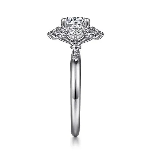 Saralynn 14K White Gold Bursting Halo Round Diamond Engagement Ring Setting Only GABRIEL CO Rings Saralynn 14K White Gold Bursting Halo Round Diamond Engagement Ring Setting Only GABRIEL CO Rings