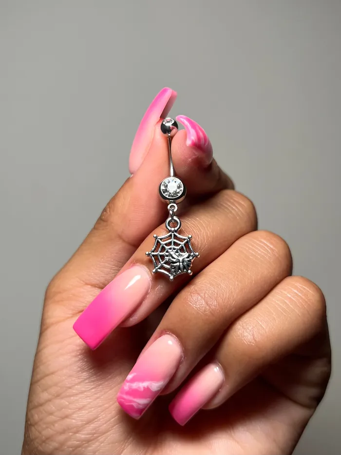 She Ate Spider Web Belly Ring Rings