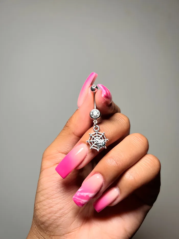 She Ate Spider Web Belly Ring Rings