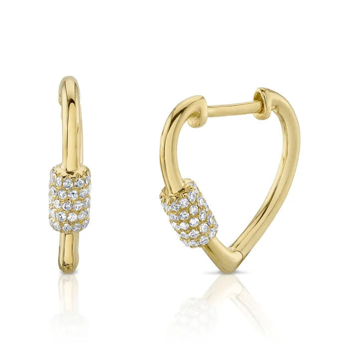 SHY CREATION Earrings Heart Hoop Diamond Earrings