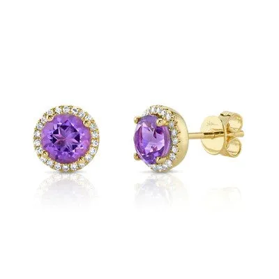 SHY CREATIONS 014CT DIAMOND 161CT AMETHYST STUD EARRING Earrings
