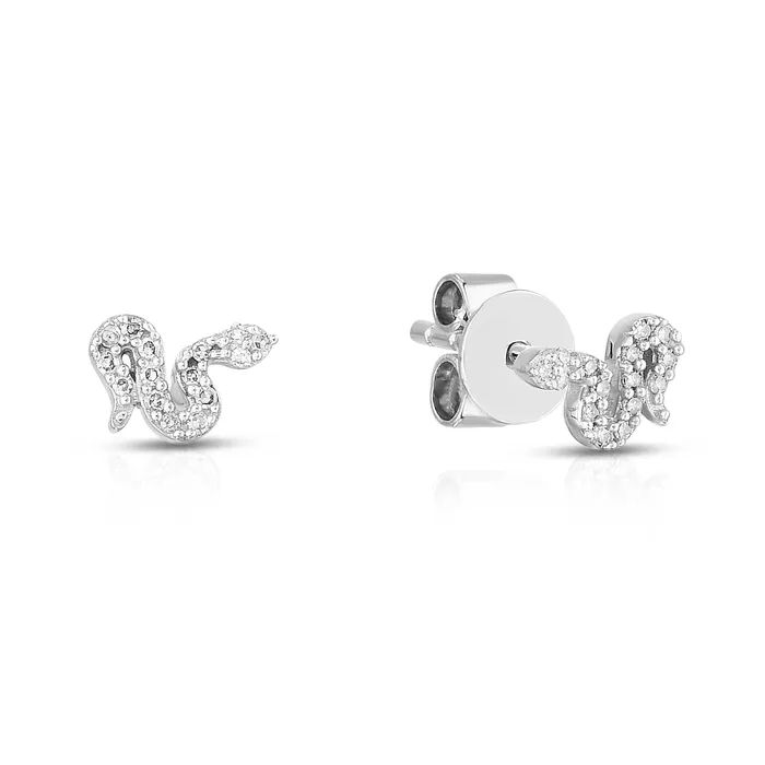 Small Diamond Snake Stud Earrings NicoleHD Jewelry Earrings