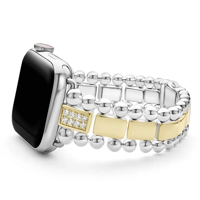 Smart Caviar 18K Gold and Sterling Silver Single Diamond Watch Bracelet3845mm LAGOS Bracelets Smart Caviar 18K Gold and Sterling Silver Single Diamond Watch Bracelet3845mm LAGOS Bracelets