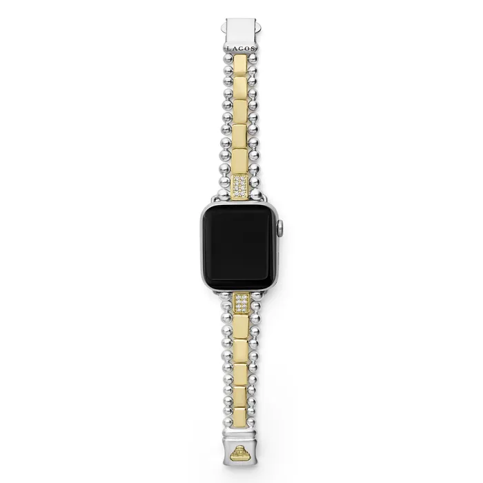 Smart Caviar 18K Gold and Sterling Silver Single Diamond Watch Bracelet3845mm LAGOS Bracelets