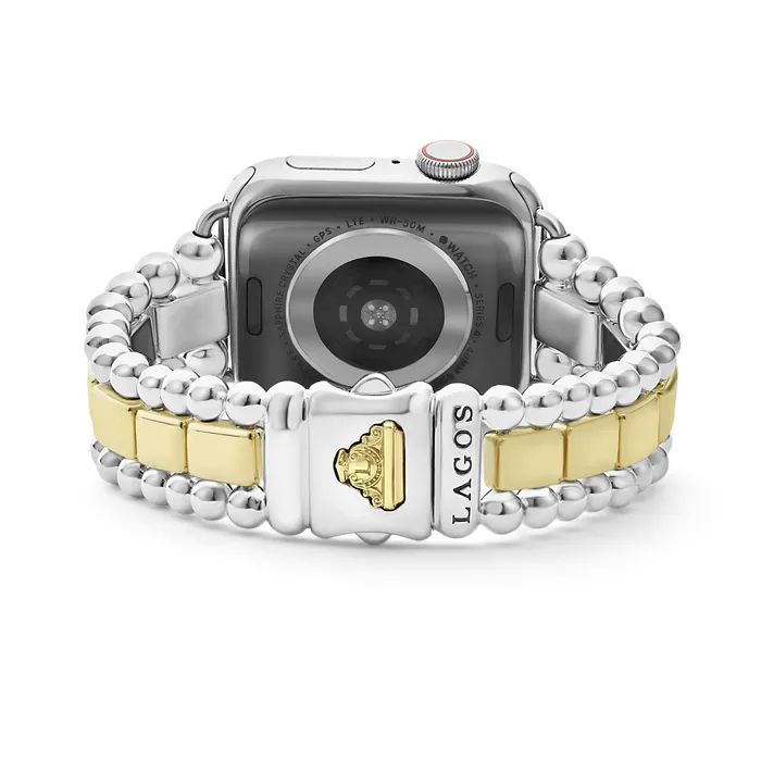 Smart Caviar 18K Gold and Sterling Silver Single Diamond Watch Bracelet3845mm LAGOS Bracelets