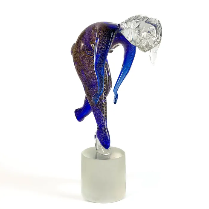Tagliapietra Andrea Earrings Blu Murano Glass Dancer