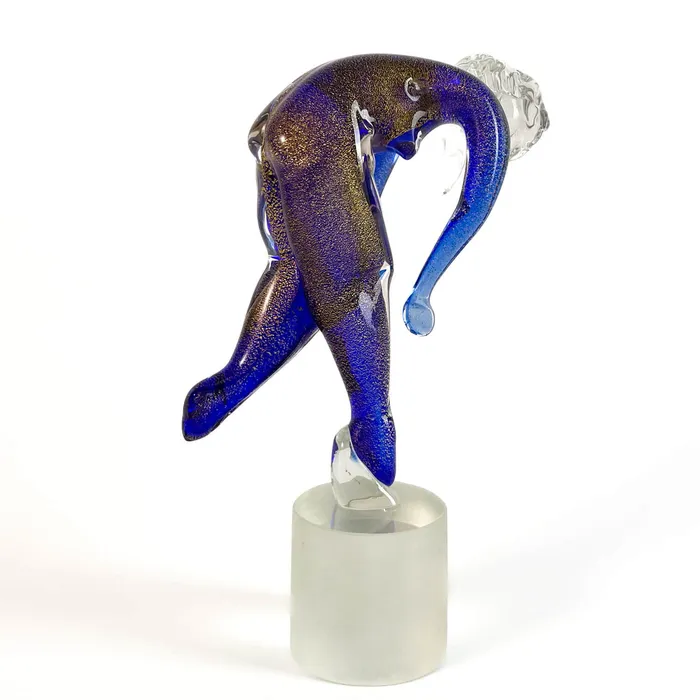 Tagliapietra Andrea Earrings Blu Murano Glass Dancer