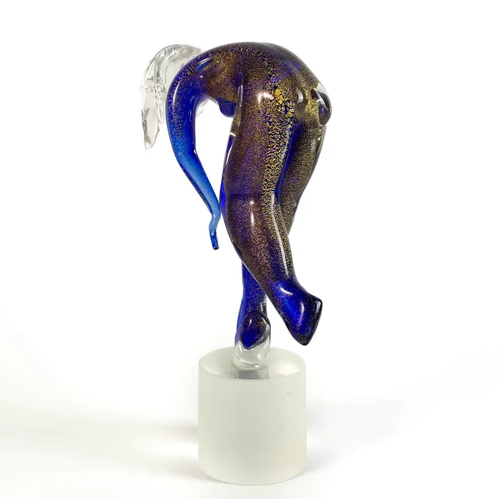 Tagliapietra Andrea Earrings Blu Murano Glass Dancer