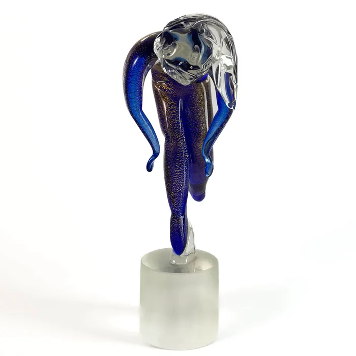Tagliapietra Andrea Earrings Blu Murano Glass Dancer